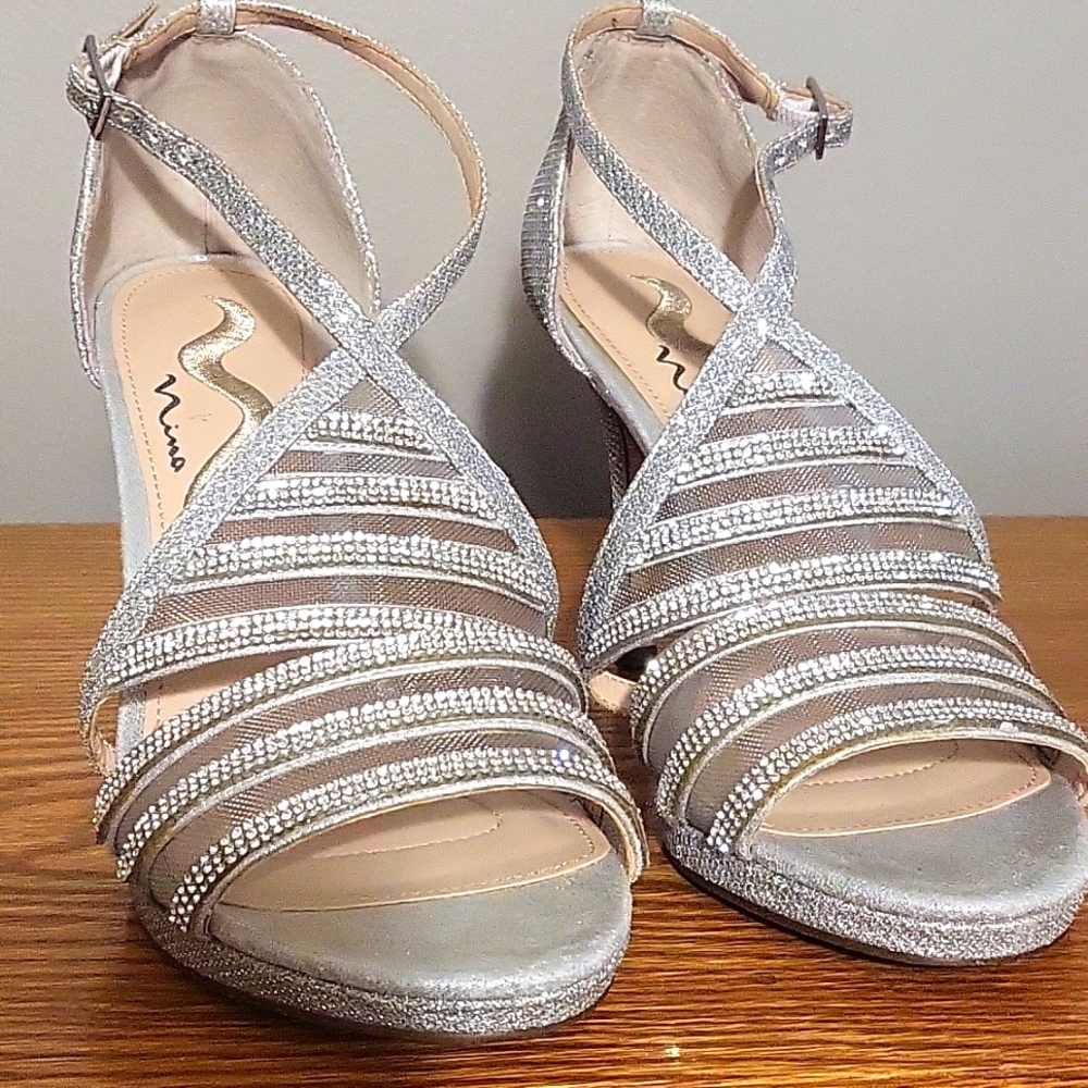 Nina Silver Strappy Dress Heels
